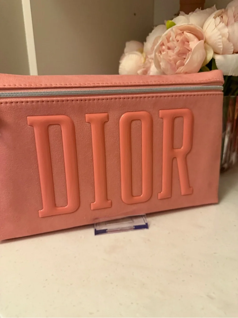 Made for DIOR beauty GWP Pink Logo Large Zip Pouch